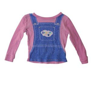 Ms. Rachel 2T Pink Long Sleeve Shirt Printed Overalls Dream Big Cloud Graphic